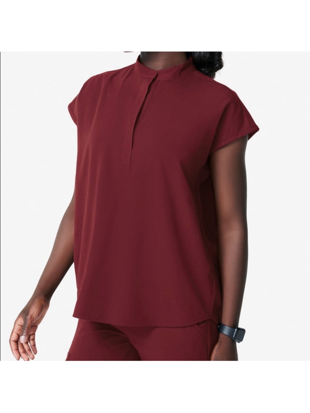 FIGS Rafaela Oversized Scrub Top Burgundy Size Medium